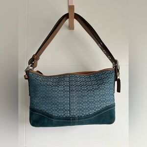 🤩 RARE 🤩Coach Blue and Brown Shoulder Bag Y2K😍😍😍